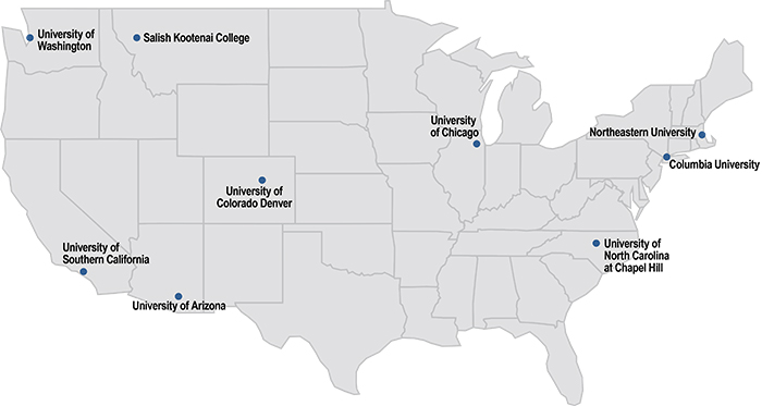 Map of NIEHS Undergraduate Research Education Program Grantee Institutions