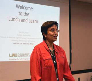 Veena Antony, M.D., giving a lecture