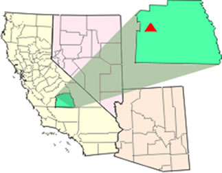 Map of California highlighting the site in Visalia, CA