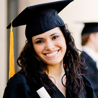 female student in graduation gown