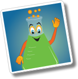 smiling cartoon beaker