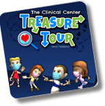 The Clinical Center Treasure Tour, cartoon kids wearing face masks