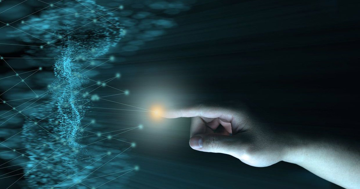 finger making contact with data