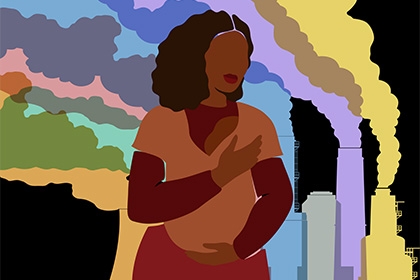 Mother holding child 