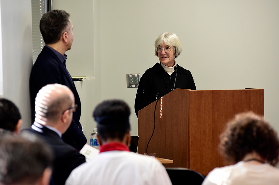 Dr. Baird speaking at the uterine fibroid symposium