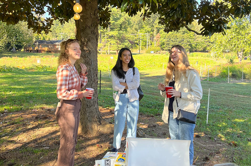 P Tomer, M Daniel, E McNell at the Pumpkin Patch Social
