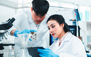 researchers studying a sample