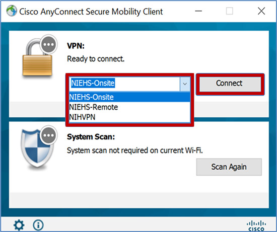Options to connect to VPN