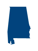 blue map of Alabama