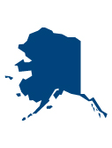 blue map of Alaska