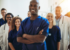 diverse medical team smiling