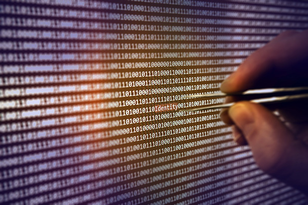 Digital code and hands extracting data