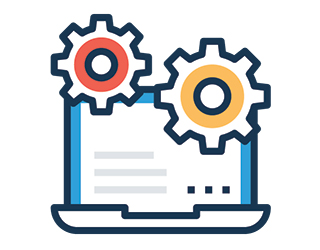 laptop screen with 2 gears overlayed