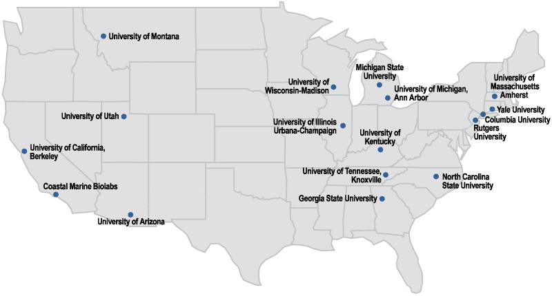 Map of NIEHS R25 Summer Research Programs