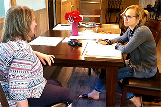 two women at a table