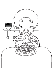 A Young Boy Eats His Veggies
