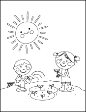 Little Kids Water Their New Plants