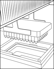 A robot is transferring 96 samples