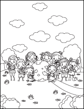 Kids Holding Plants Near an Earth Ball