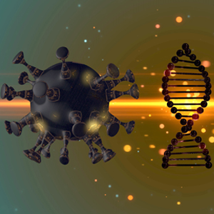 COVID-19 particle and DNS strand