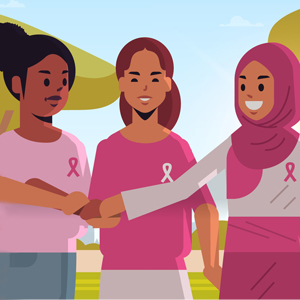 mix race women standing and holding hands