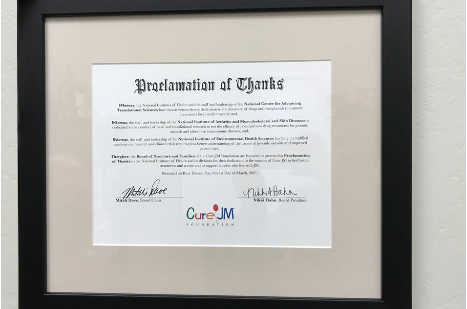 Proclamation of Thanks to NIH