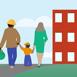 illustration of family walking and holding hands