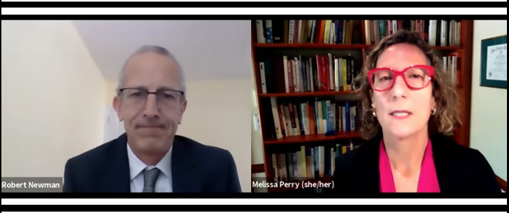 Robert Newman and Melissa Perry in a virtual meeting