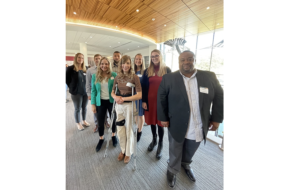 From left to right: Shipkowski; Watson; Ryan; Keith Rogers, a graduate student at UNC; Kreutz; Dzierlenga; Marisa Pfohl, Ph.D., EPA; and Checo Rorie, Ph.D., professor at NC A&T University.