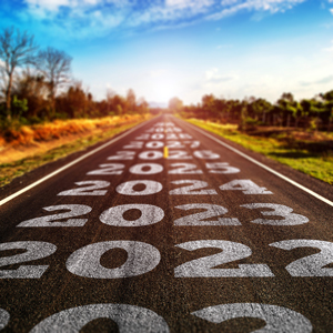 roadway with increasing years written on it