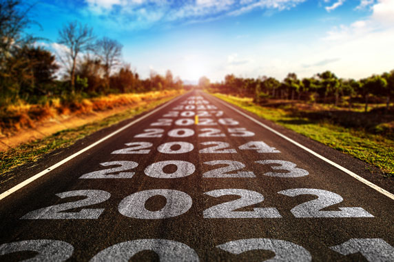 roadway with increasing years written on it