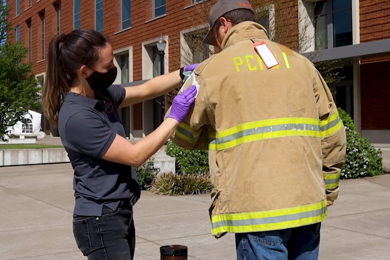 Emily Bonner and firefighter