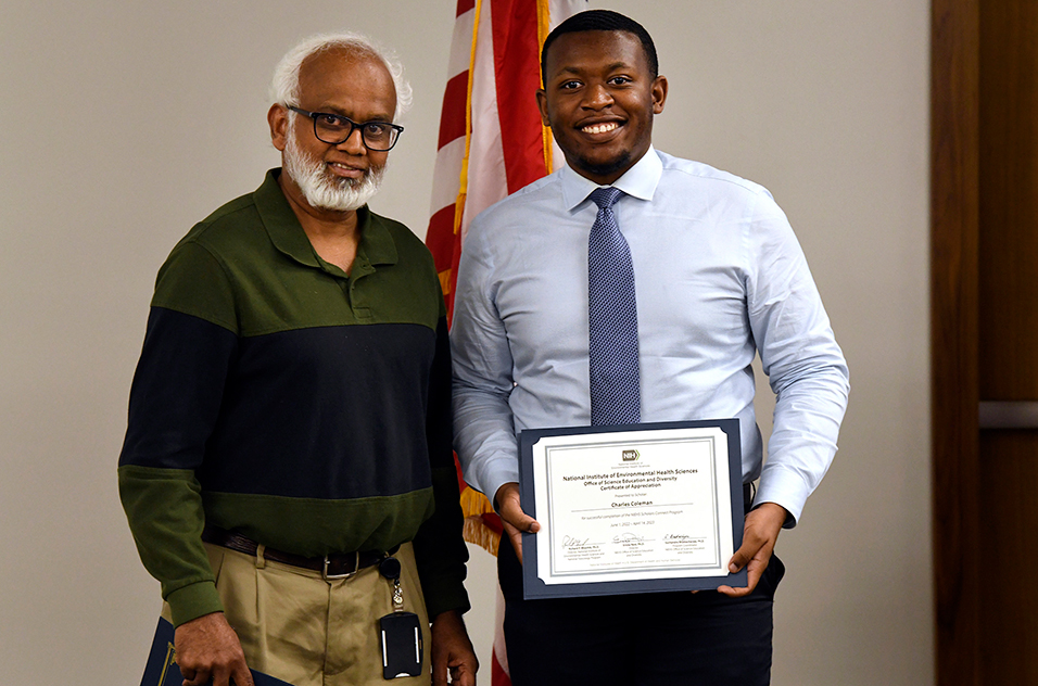 Lalith Perera, Ph.D., left, and Charles Coleman, right.