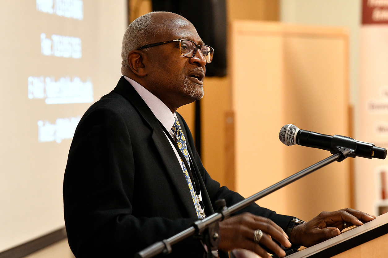 Dr. Bullard giving his speech