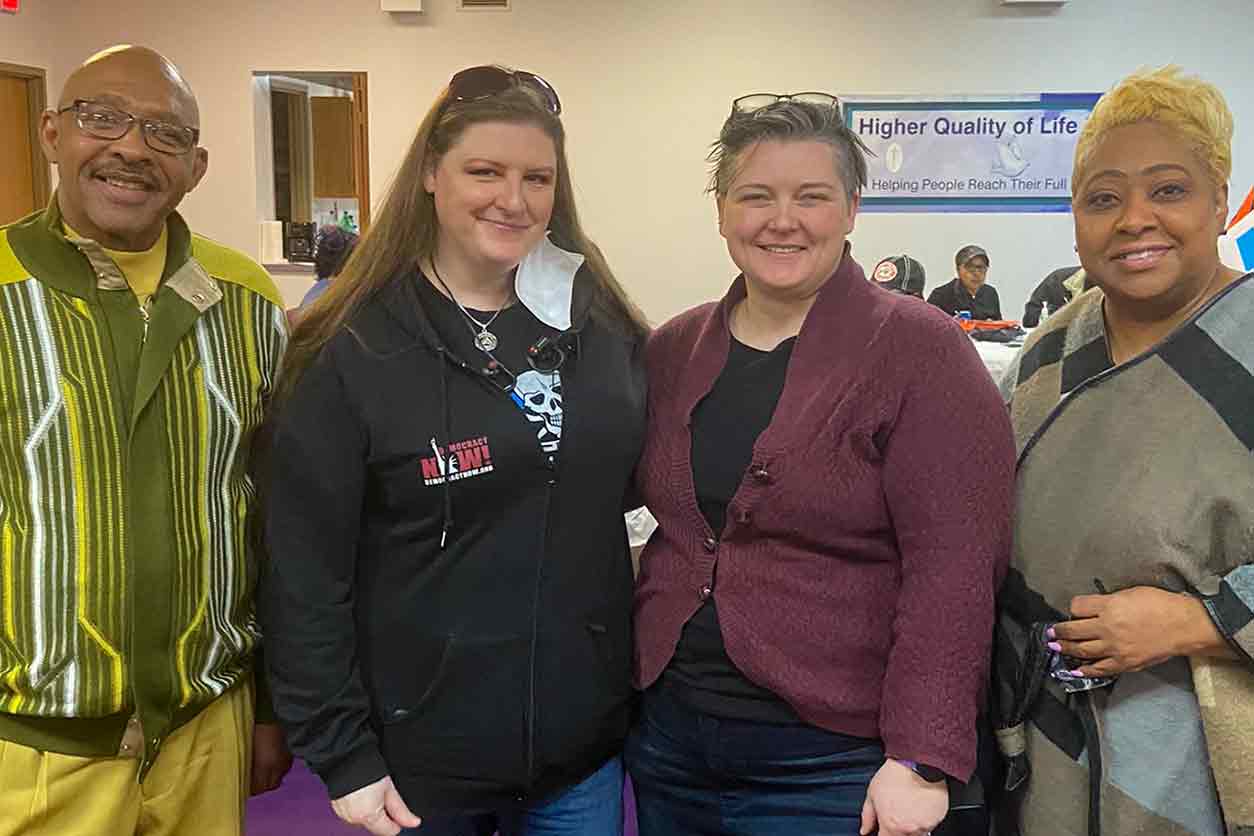 Jennifer Carrera, second from right, worked with a core leadership team of six Flint residents, including Pastor Ronnie Wiggins, left; Melissa Mays, MBA, second from left; and Pastor Cynthia Watkins, far right.