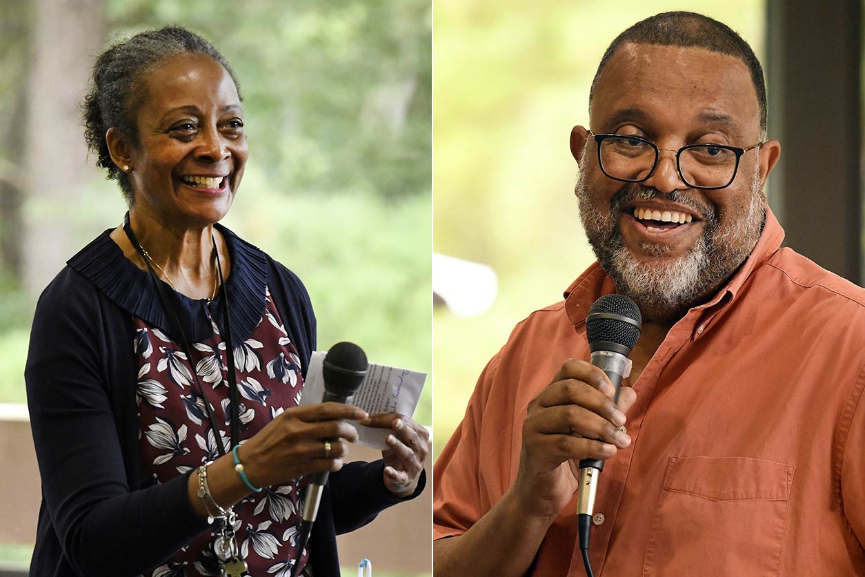 Darlene Dixon, D.V.M., Ph.D., left, and Trevor Archer, Ph.D., right