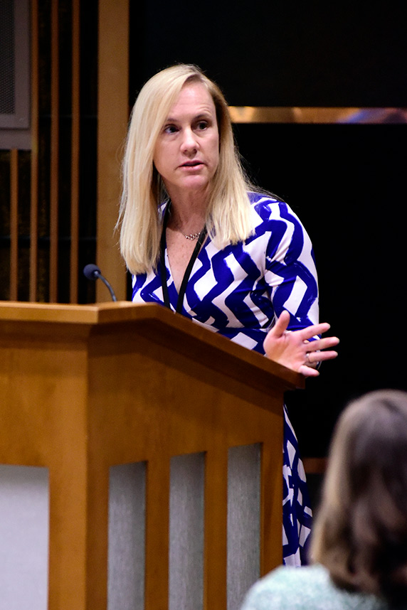 Patisaul, who spoke at the NIEHS ONES Symposium in 2018, has previously participated in the NTP’s Consortium Linking Academic and Regulatory Insights on BPA Toxicity, and chaired the institute’s Board of Scientific Counselors. (Photo courtesy of Steve McCaw / NIEHS)