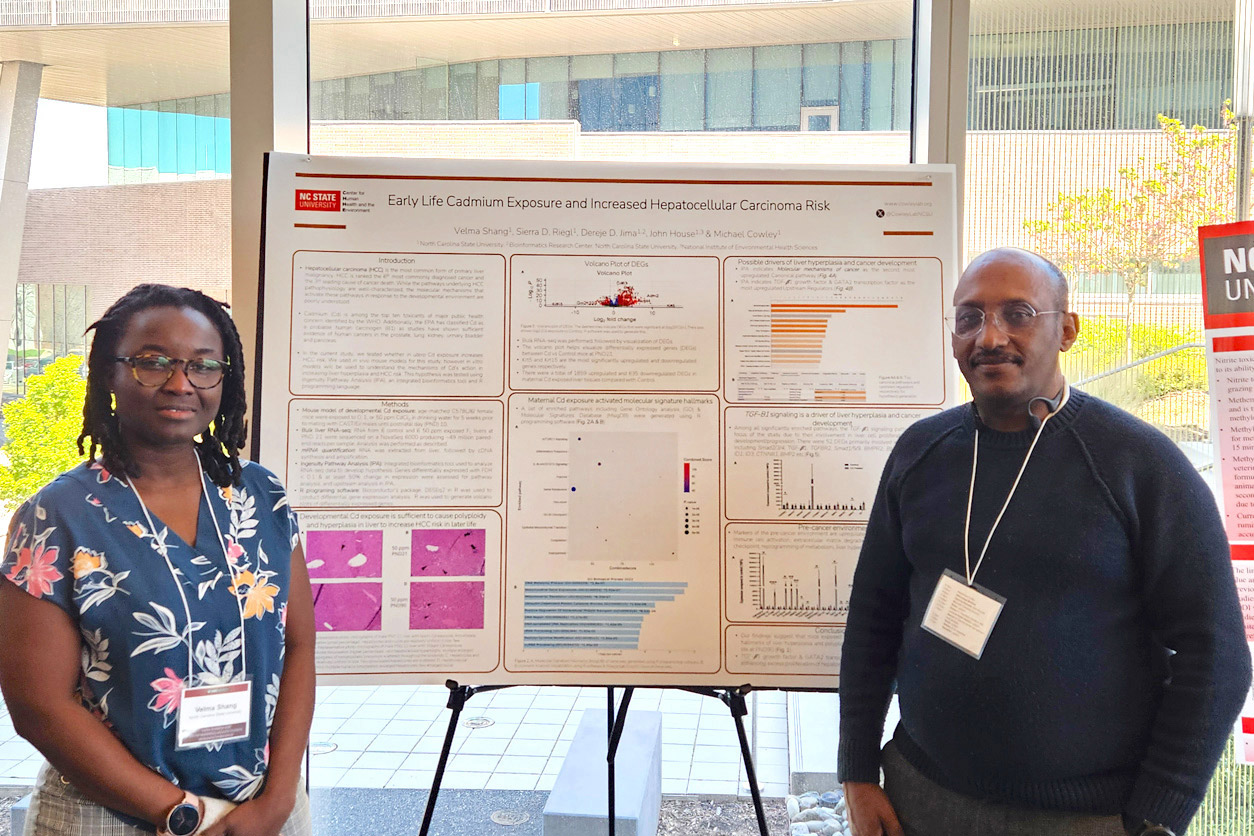 Velma Shang and Dereje Jima in front of their poster