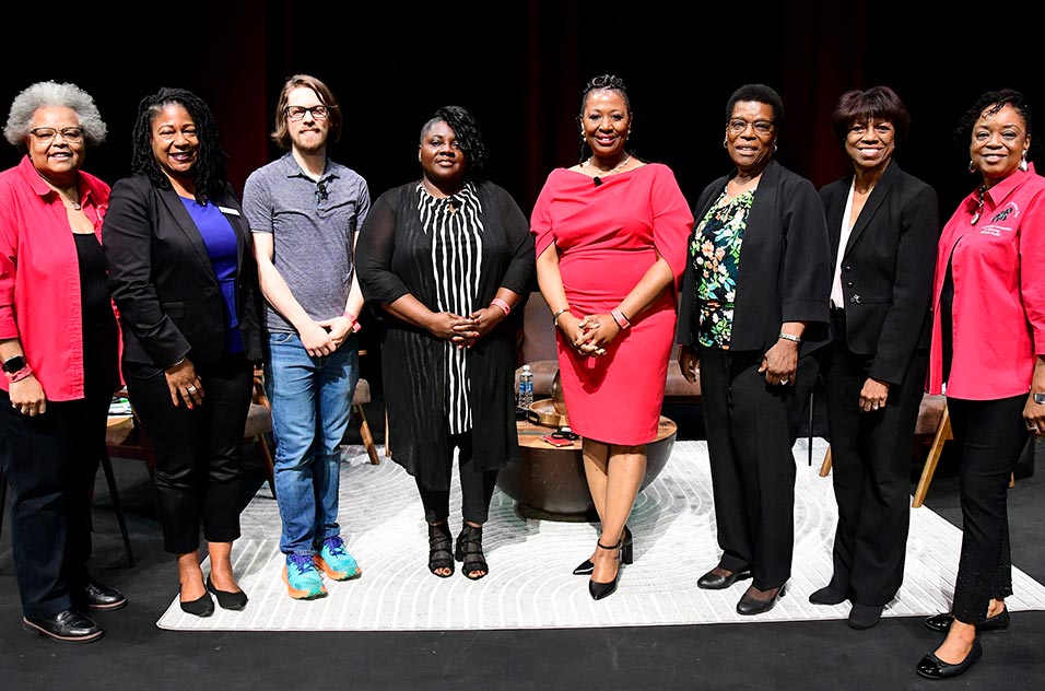 WHA from left: Sharon Beard, Chandra Taylor-Sawyer, Kennedy Holt, Cassandra Campbell, Hold Noel, Sherri White-Williamson, Buchanan and Packenham