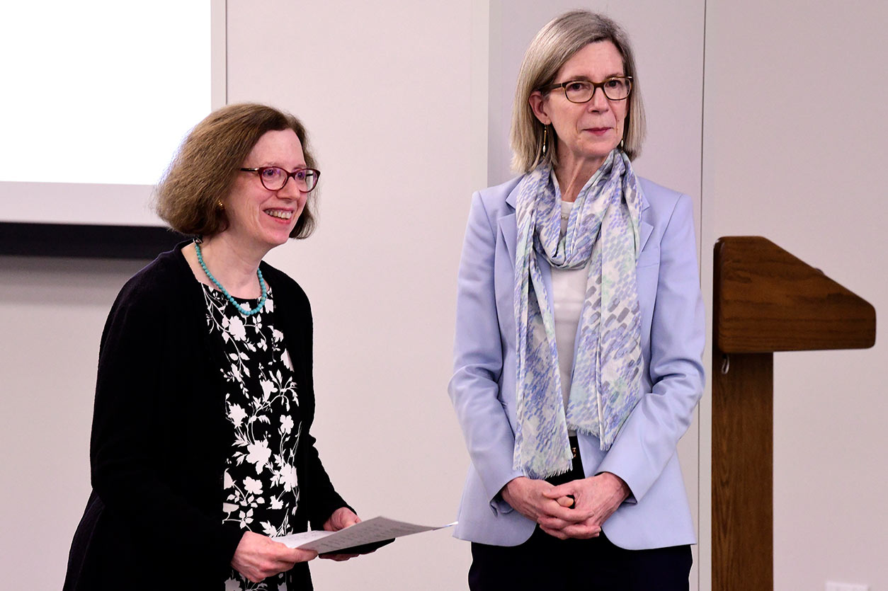 Lisa Rider, M.D., left, Lindsey A. Criswell, M.D., M.P.H., D.Sc., right