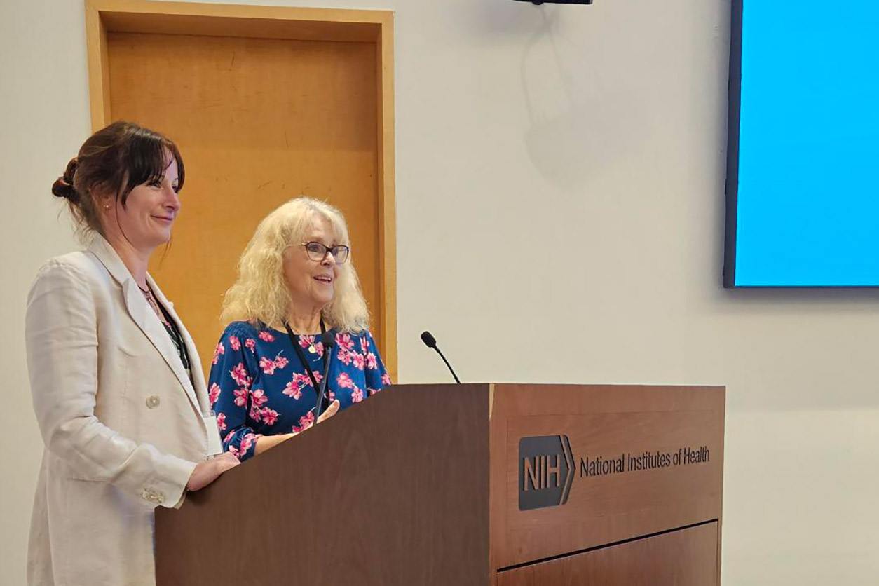 ICCVAM co-chairs Natalia Garcia-Reyero Vinas, Ph.D., (U.S. Department of Defense), left, and Suzanne Fitzpatrick, Ph.D.