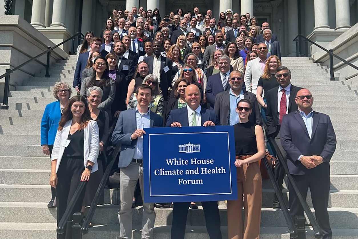 Gwen Collman, Ph.D., Aubrey Miller, M.D., and Kimberly Thigpen Tart, J.D., Office of Scientific Coordination, Planning, and Evaluation, represented NIEHS at the forum. (Photo courtesy of the White House Climate and Health Forum)