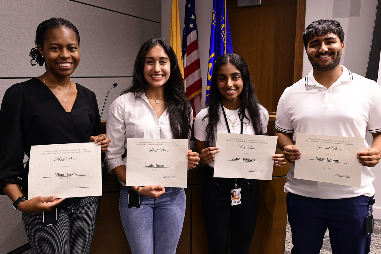 Communication Challenge winners, from left to right: Kiara Smith, Saachi Gandhi, Aurea Michael, and Varun Kochar