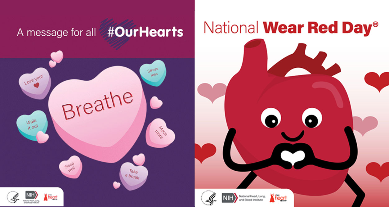 national wear red day icon - smiling heart and A message for all out hearts