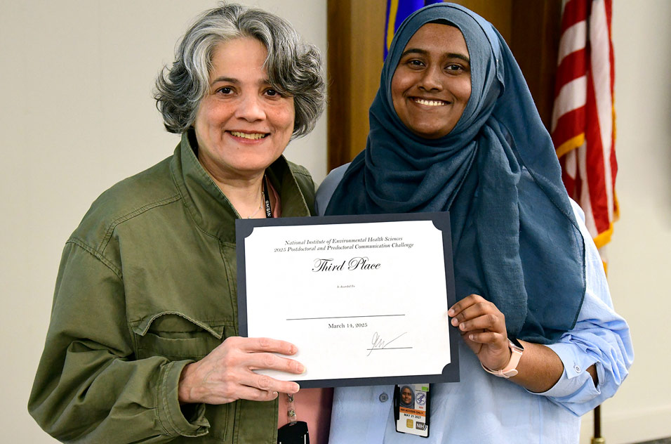 Mercedes Arana, Ph.D., left, and Safia Sauty, Ph.D., right