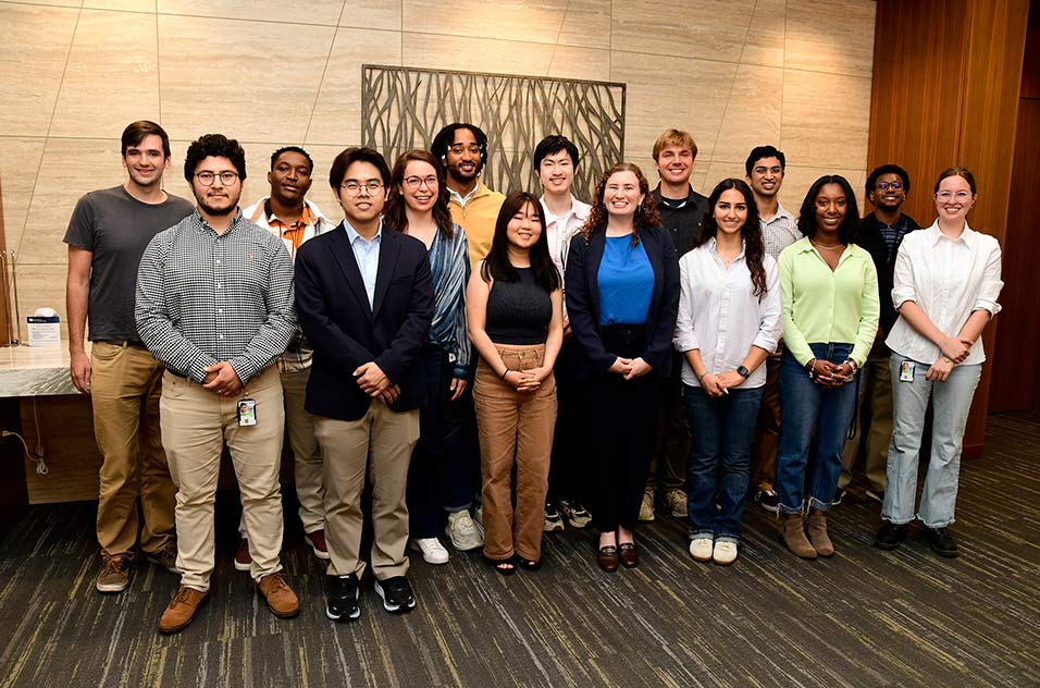 Front row, left to right: Bryan Ochoa, Dongwon Lee, Jessica Goeij, Katherine Patterson, Mila Volpi, Avril Powell, and Elizabeth Meyer. Back row, left to right: William McRoberts, Ph.D., Emmanuel Dediavoukana, Margaret Copeland, Darrien Coates, Eric Wang, Samuel Eliasen, Aman Kapoor, and Joshua Payton. 