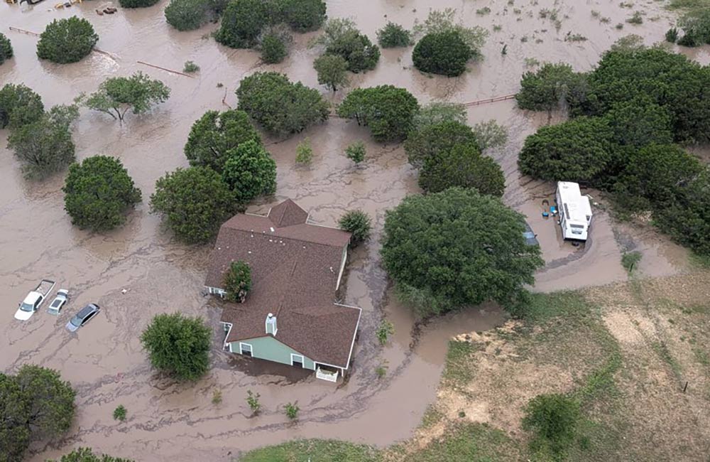 Aerial photo of the flooding of the Guadalupe River near Kerrville, Texas, July 5. 