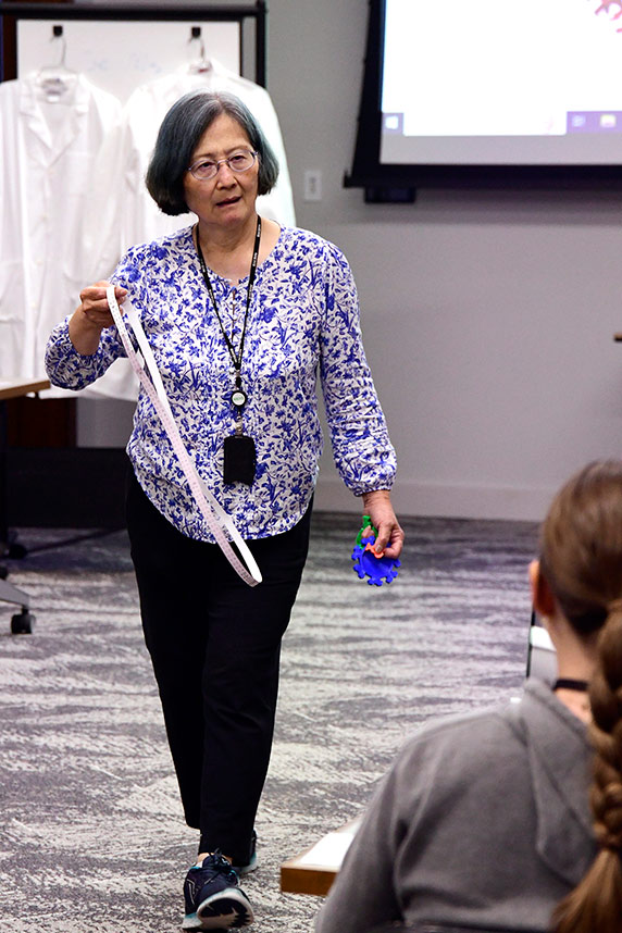 Huei-Chen Lee, Ph.D., demonstrates educational tools and activities that teachers can use in their own classrooms.