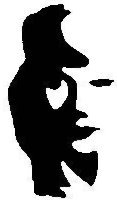 illusion of a man playing a horn or a woman facing you