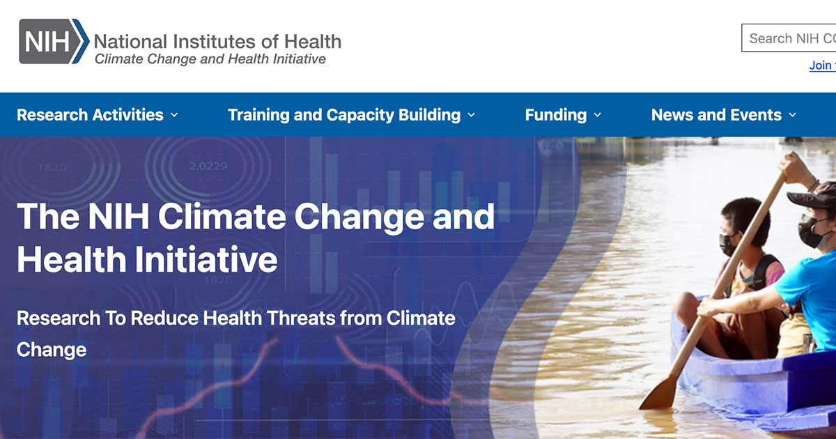 The NIH Climate Change and Health Initiative website screenshot